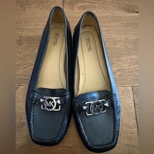 Michael Kors Black Leather Flats with Silver Accent 8.5